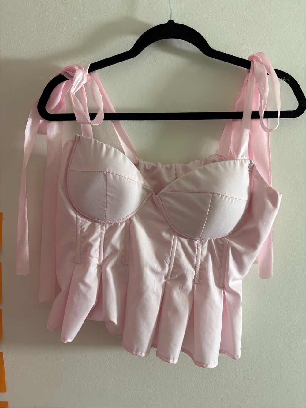 Light Pink Tie-Shoulder Bustier Top